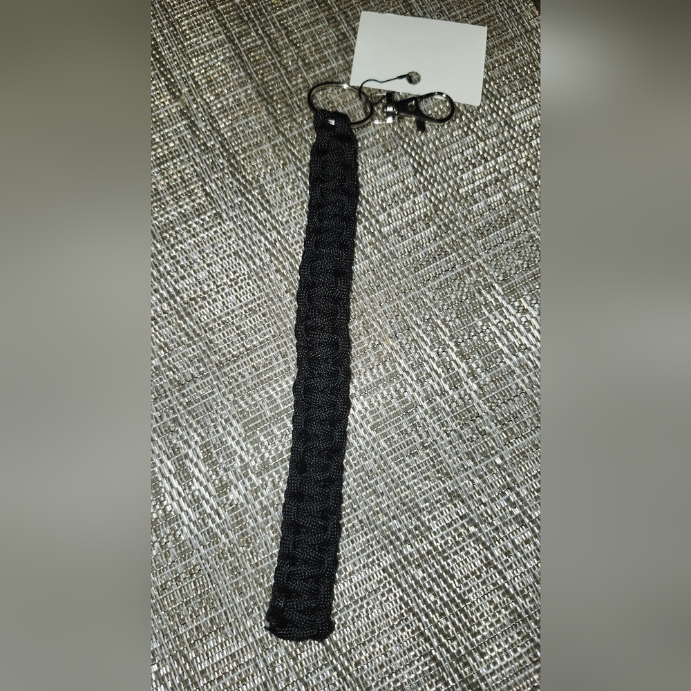 Hand Crafted Black Paracord Key Chain. Unisex